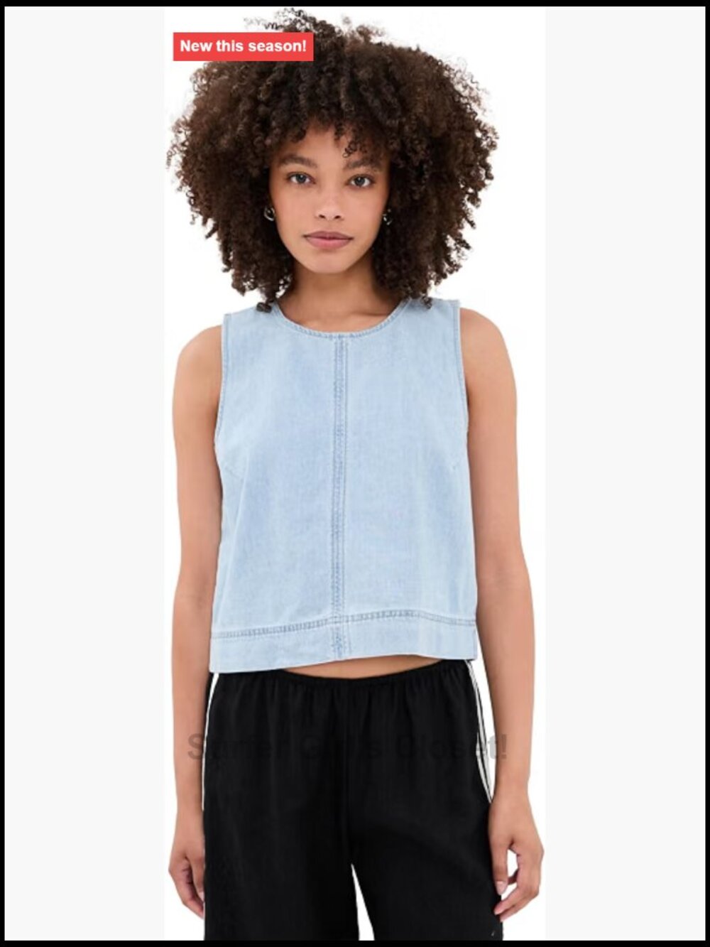 Denim Tank Top Sleeveless Crew Neck Lightweight Cotton Relaxed Fit